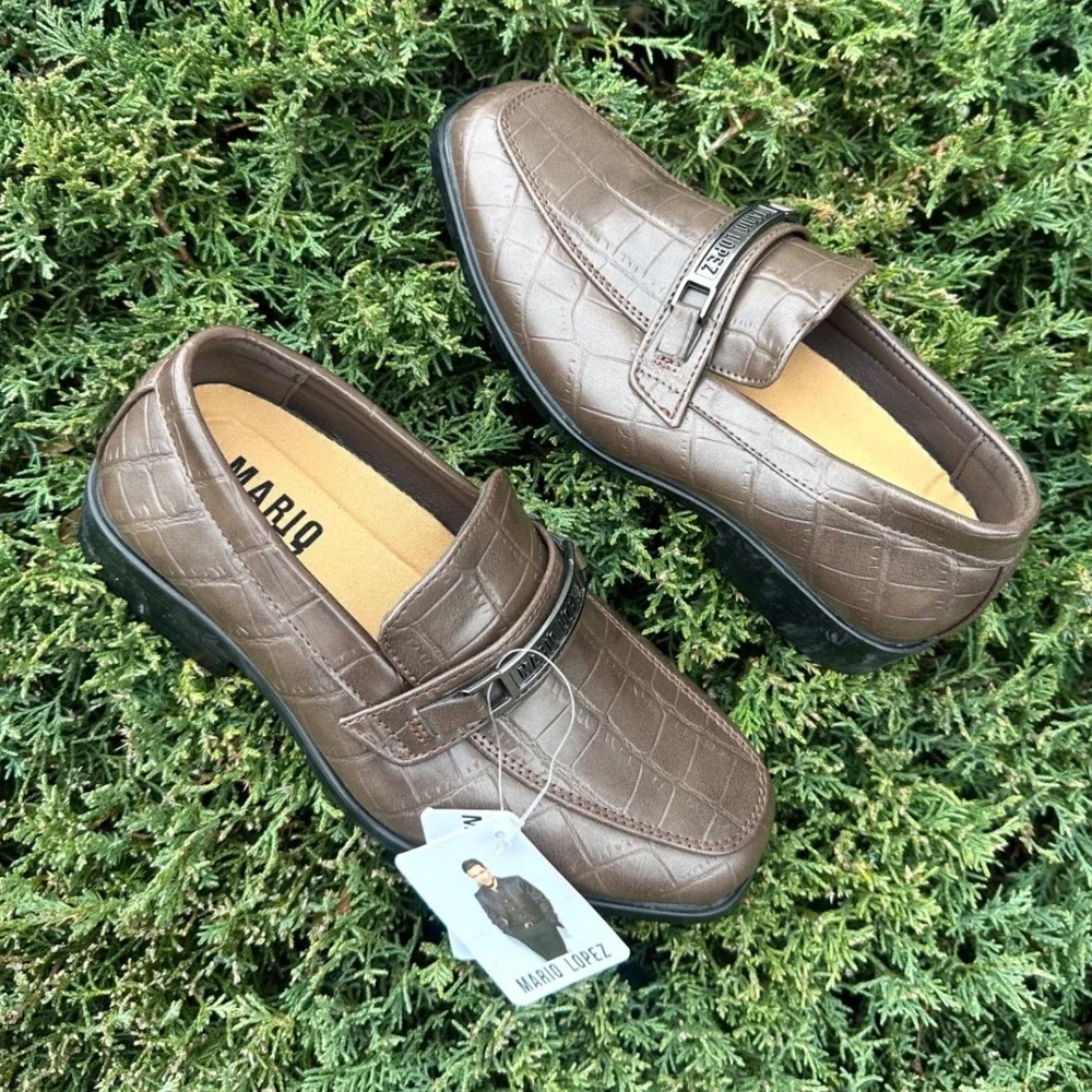 MARIO LOPEZ Little Boys Eligio-B Faux Leather Dress Shoes Size‎ 2 Brown NWT